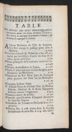 Table des choses les plus remarquables contenues dans ces deux premiers volumes. ...