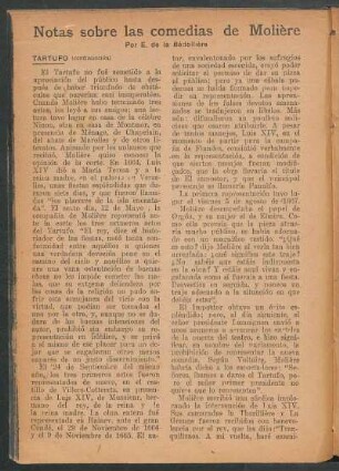 Notas sobre las comedias de Molière