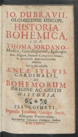 Jo. Dubravii, Olomuzensis Episcopi, Historia Bohemica
