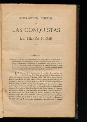 Sexta noticia historial de las conquistas de Tierra Firme.