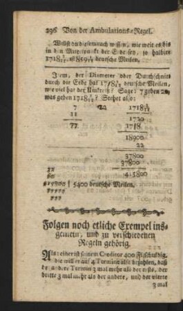 Folgen noch etliche Exempel insgemein, und zu verschiedenen Regeln gehörig.