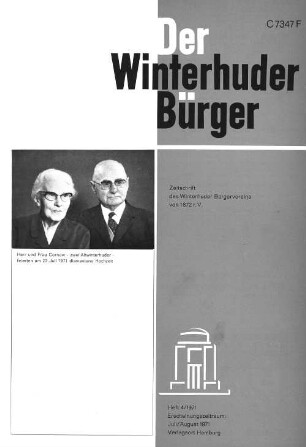 Heft 4 / 1971 : Zeitschrift des Winterhuder Bürgervereins von 1872 r.V. Heft 4/1971 Erscheinungszeitraum: Juli/ August 1971