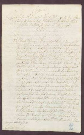 Erblehenrevers des Veit Wingel gegen Markgraf Carl II. von Baden-Durlach über den halben Teil an dem Höflein des Klosters Gottesau, das Götzen-Höflin genannt, zu Eggenstein