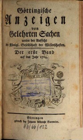 Göttingische Anzeigen von gelehrten Sachen. 1764, 1