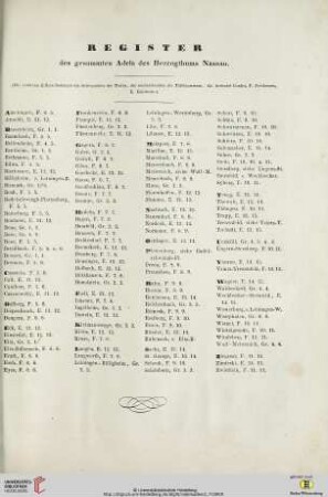 Register des gesammten Adels des Herzogthums Nassau