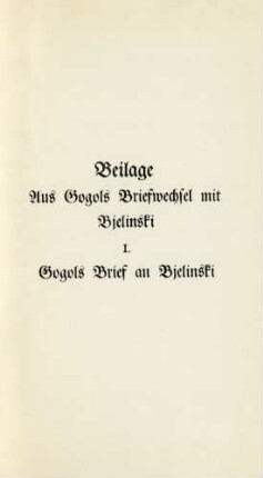 I. Gogols Brief an Bjelinski