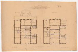Wohnhaus Dr. Eduard Simon, Berlin: Grundriss Hauptgeschoss und Obergeschoss 1:100