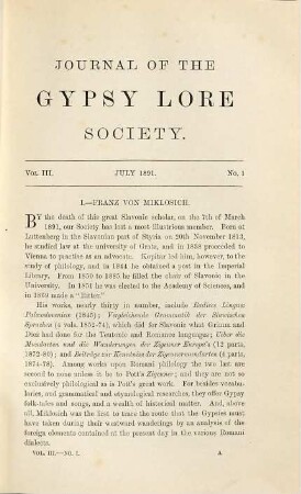 Journal of the Gypsy Lore Society. 3. 1891/92