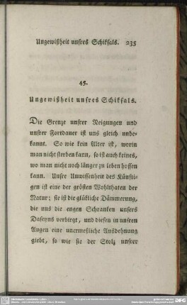 45. Ungewißheit unsres Schiksals
