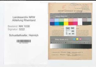 Entnazifizierung Heinrich Schuettelhoefer , geb. 03.05.1903 (Buchpruefer)