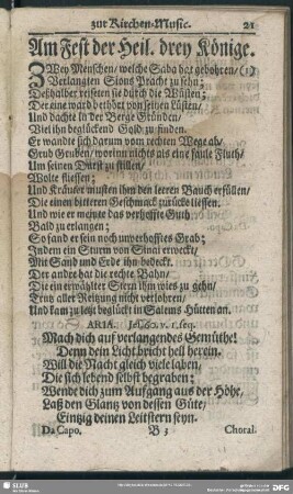 Am Fest der Heil. drey Könige