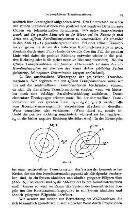 C. Die anschauliche Wiedergabe der projektiven Transformationen.