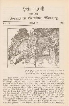 13.1916: Heimatgruß aus der reformierten Gemeinde Marburg
