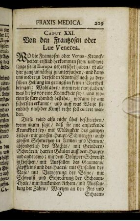Caput XXI. Von den Frantzosen oder Lue Venerea.