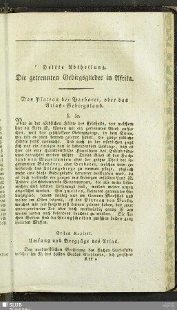 Dritte Abtheilung. Die getrennten Gebirgsglieder in Afrika