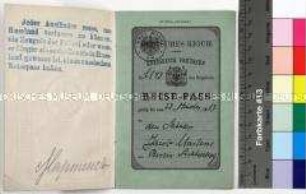 Preußischer Reisepass für den Sattler Jacob Mertens aus Berlin nach Russland