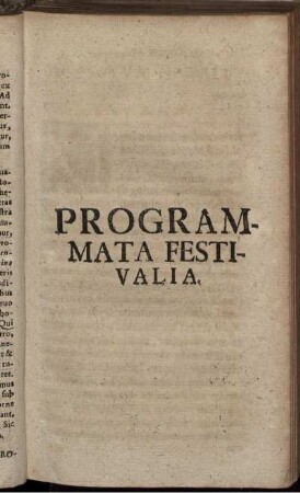 Programmata festivalia.