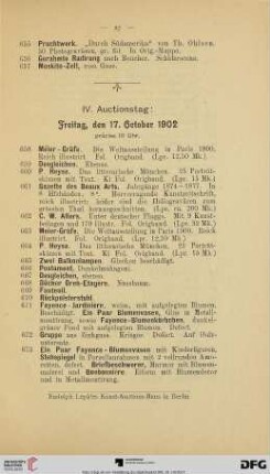 IV. Auctionstag (Nr. 658-845)
