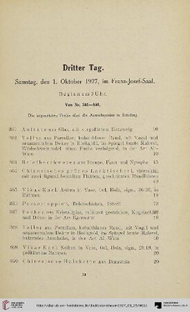 Dritter Tag: Samstag, den 1. Oktober 1927 (Nr. 361-540)