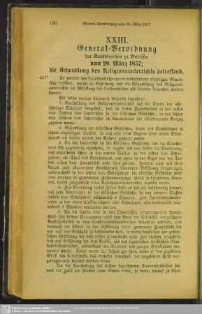 XXIII. General-Verordnung der Kreisdirection zu Budissin vom 20. März 1857, die Behandlung des Religionsunterrichts betreffend