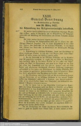 XXIII. General-Verordnung der Kreisdirection zu Budissin vom 20. März 1857, die Behandlung des Religionsunterrichts betreffend