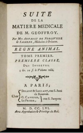 1: Suite De La Matiere Médicale De M. Geoffroy. 1