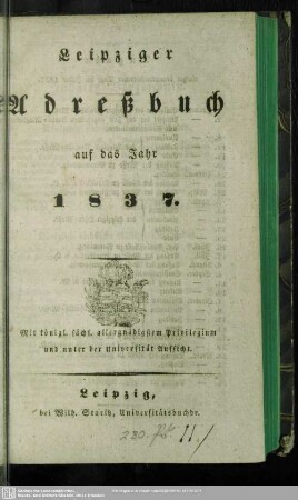 1837: Leipziger Adreß-Buch