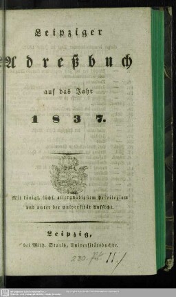 1837: Leipziger Adreß-Buch