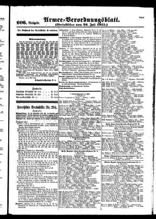 606. Ausgabe. Montag, 26. Juli 1915