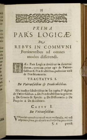 Tractatus I. De Universalibus & Praedicabilibus.