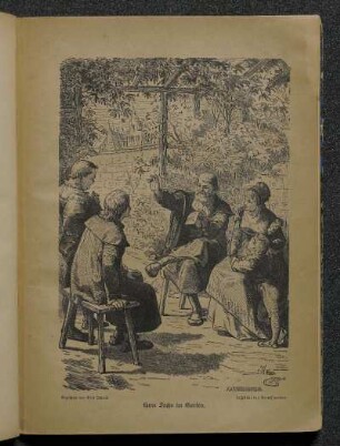 Hans Sachs im Garten. Gezeichnet von Grot Johann. Holzschnitt von Brend'amour.