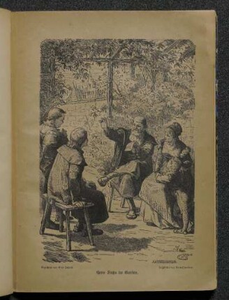 Hans Sachs im Garten. Gezeichnet von Grot Johann. Holzschnitt von Brend'amour.