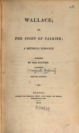 Wallace, or, the fight of Falkirk : a metrical romance