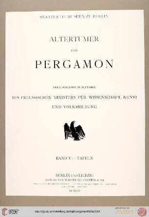 Band V,1, Tafeln: Altertümer von Pergamon: Die Paläste der Hochburg Die Paläste der Hochburg