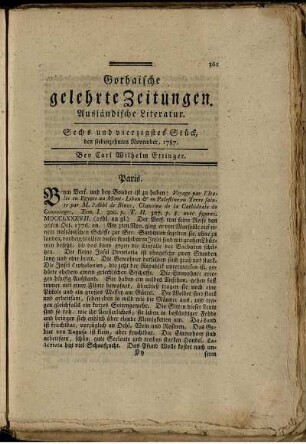 Sechs und vierzigstes Stück, den siebenzehnten November, 1787.