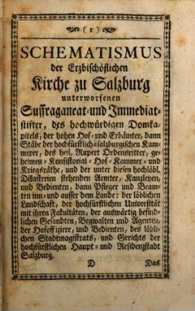 Hochfürstlich-Salzburgischer Hofkalender, oder Schematismus auf das Jahr ..., 1783