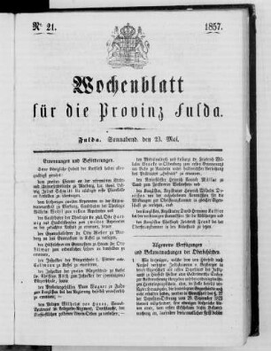 Nr. 21, Ausgabe vom 23. Mai 1857