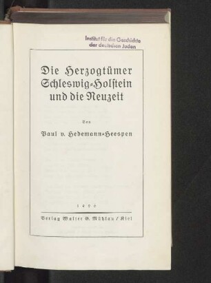 Die Herzogtümer Schleswig-Holstein und die Neuzeit