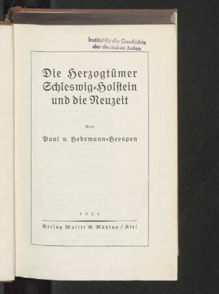 Die Herzogtümer Schleswig-Holstein und die Neuzeit