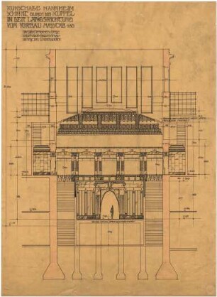 Billing, Hermann; Mannheim (Baden-Württemberg); Kunsthalle - Kuppel (Längsschnitt)