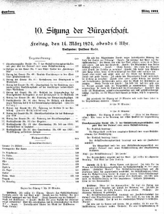 10. Sitzung der Bürgerschaft.