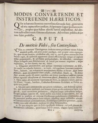 Modus Convertendi Et Instruendi Hæreticos.