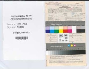 Entnazifizierung Heinrich Berger, geb. 07.08.1904 (Versich.Angest.)
