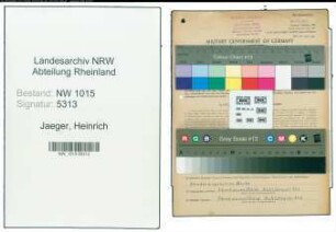 Entnazifizierung Heinrich Jaeger , geb. 04.10.1901 (Baeckermeister)