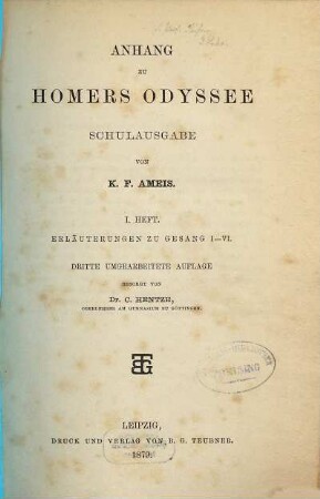 Anhang zu Homers Odyssee - Schulausgabe, 1. Erläuterungen zu Gesang I - VI