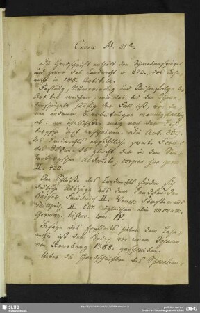 Handschriftenbeschreibung von Carl Adolf Herschel