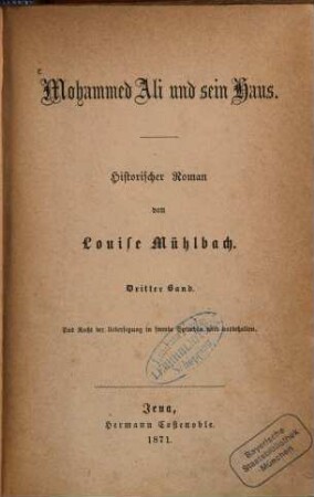 Mohammed Ali und sein Haus : Historischer Roman von Louise Mühlbach, 3