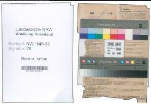 Entnazifizierung Anton Becker , geb. 23.11.1904 (Lehrer)