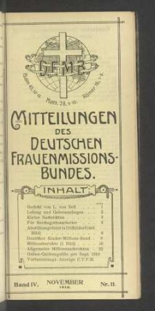 Band IV. November 1910. Nr. 11
