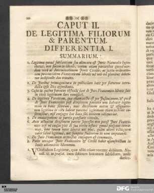 Caput II. De Legitima Filiorum & Parentum.